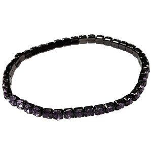 Elegant Purple Rhinestone Tennis Bracelet Stretch Gunmetal Fashion Jewelry Women